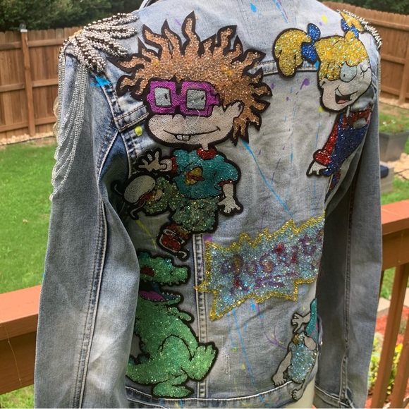 La isla collection distressed embellished denim jacket | Rugrats | Small - Picture 6 of 16